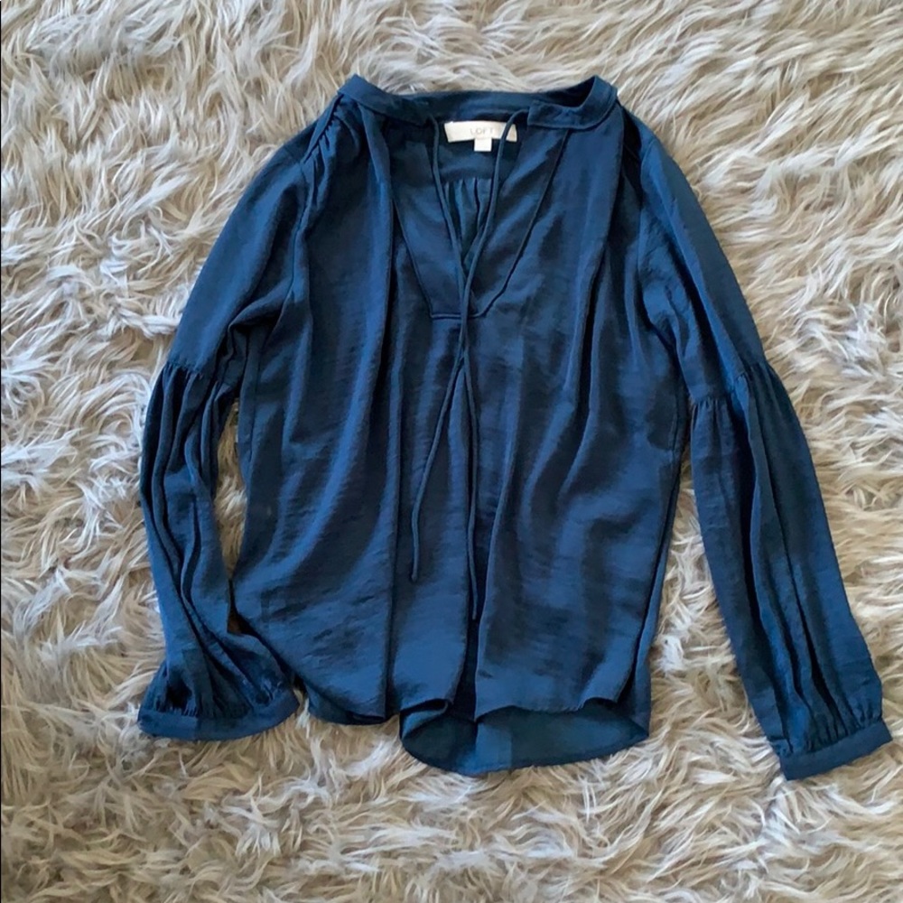 Blue silk blouse